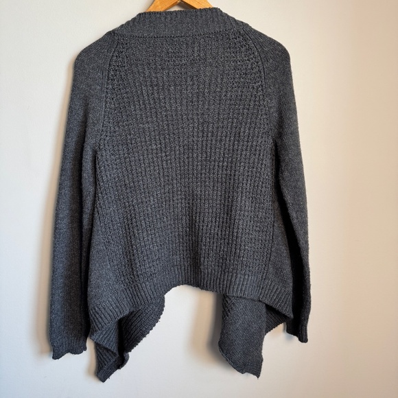 Aeropostale Long Sleeve Chunky Knit Open Front Draped Cardigan Charcoal Medium - Picture 7 of 12